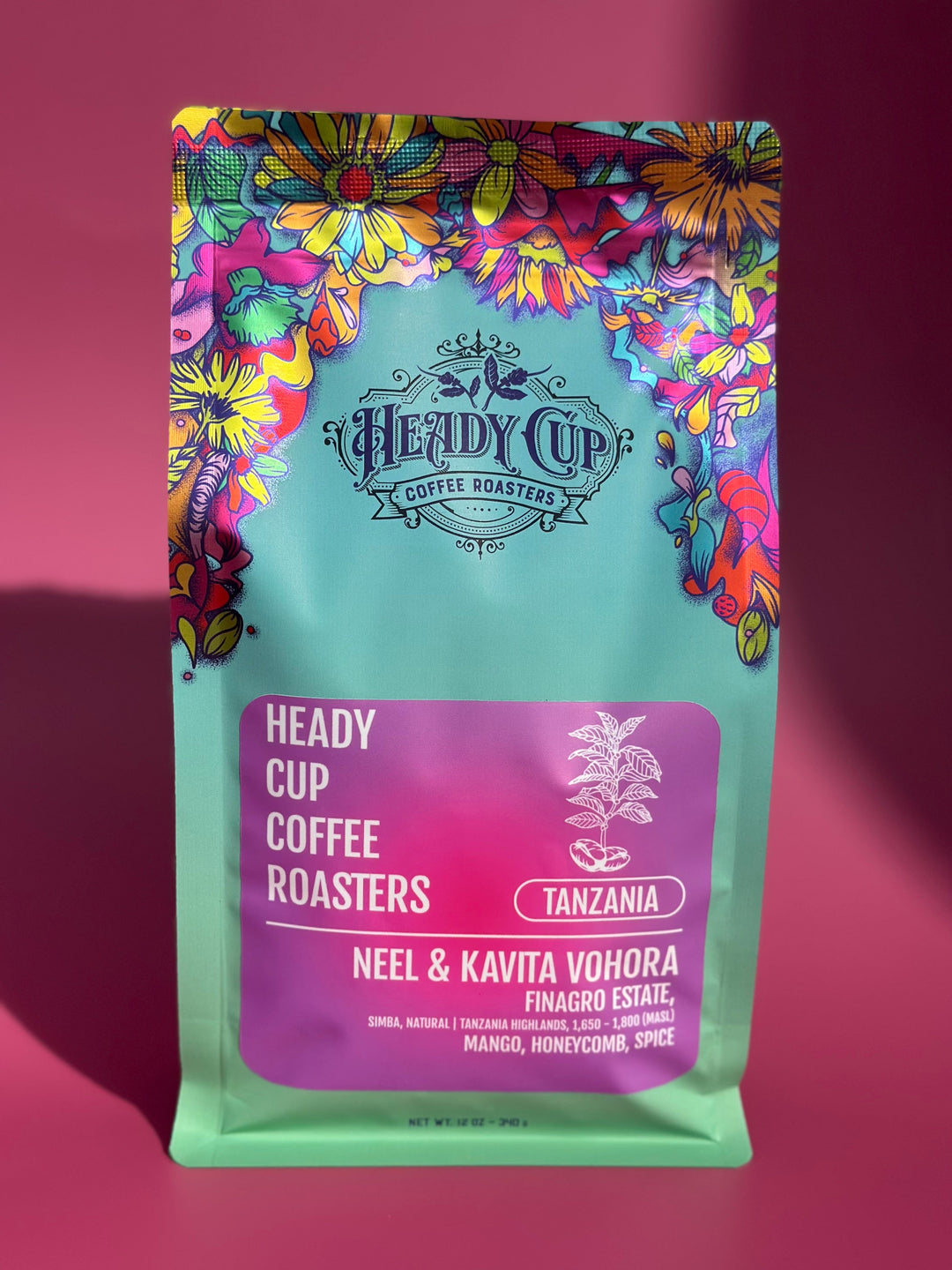 Frontal view of Heady Cup Coffee Roasters Tanzania Simba Coffee