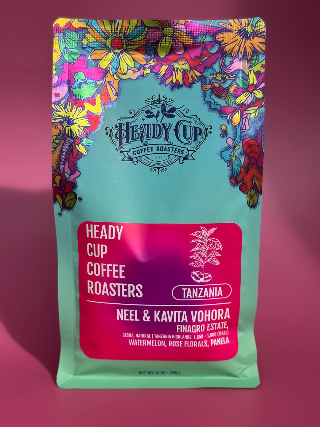Frontal shot of Natural Gesha Tanzanian coffee by Heady Cup Coffee Roasters