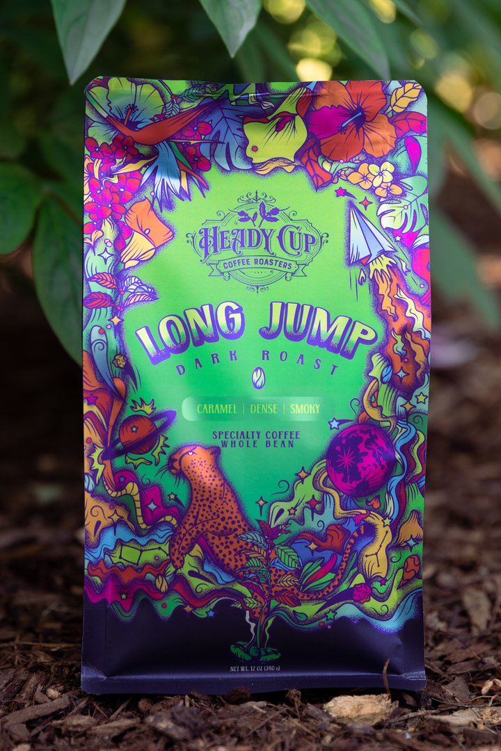 Heady Cup Coffee Roasters Long Jump Dark Roast Locally Roasted Coffee