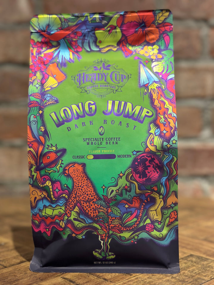 Heady Cup Coffee Roasters Long Jump Dark Roast Locally Roasted Coffee