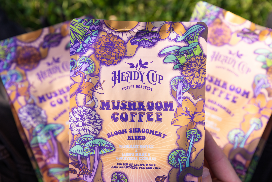 Heady Cup Coffee Roasters Mushroom Coffee Lion's Mane Cordyceps Extract Adaptogens Bio Available