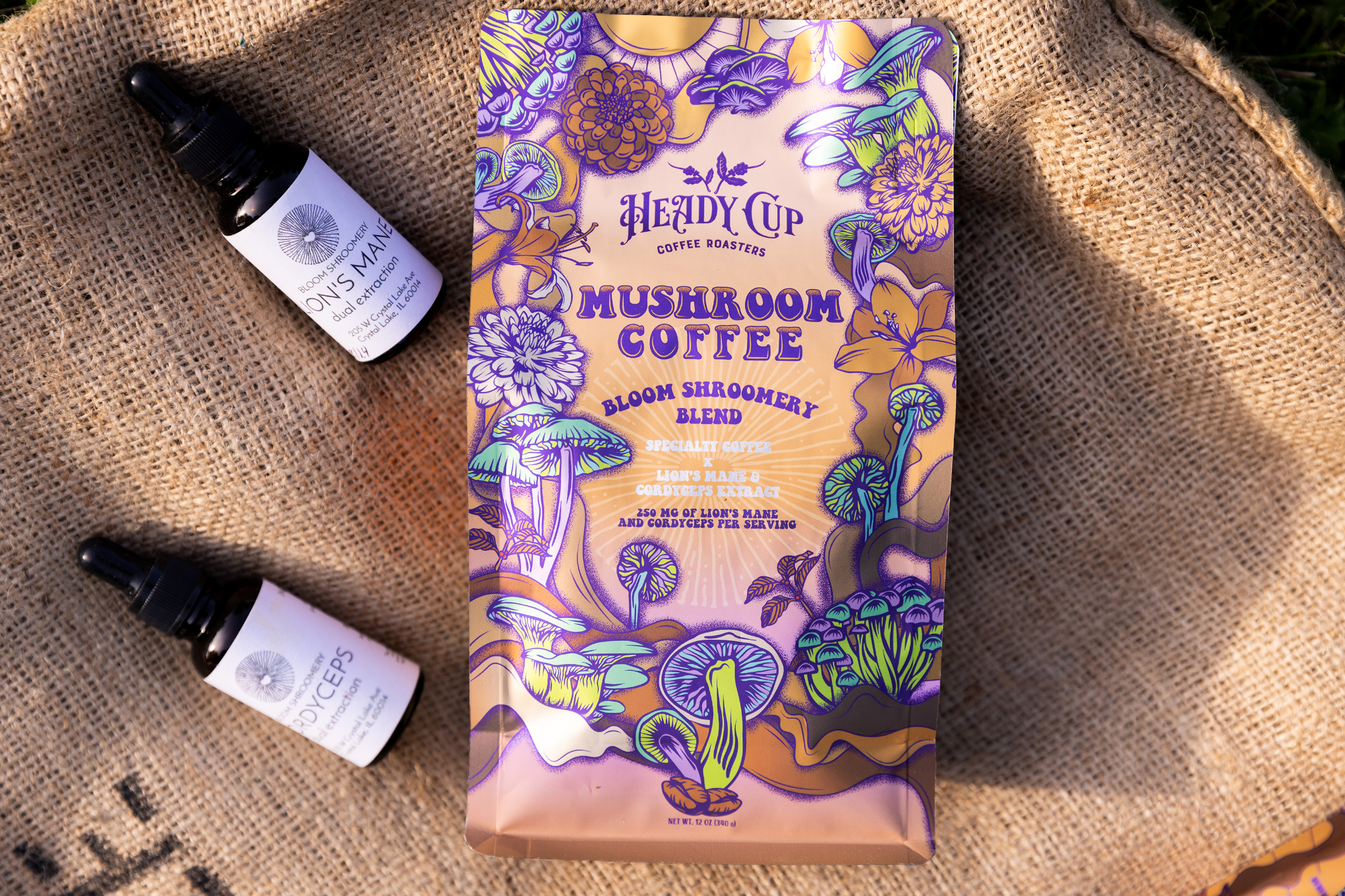 Heady Cup Coffee Roasters Mushroom Coffee Lion's Mane Cordyceps Extract Adaptogens Bio Available