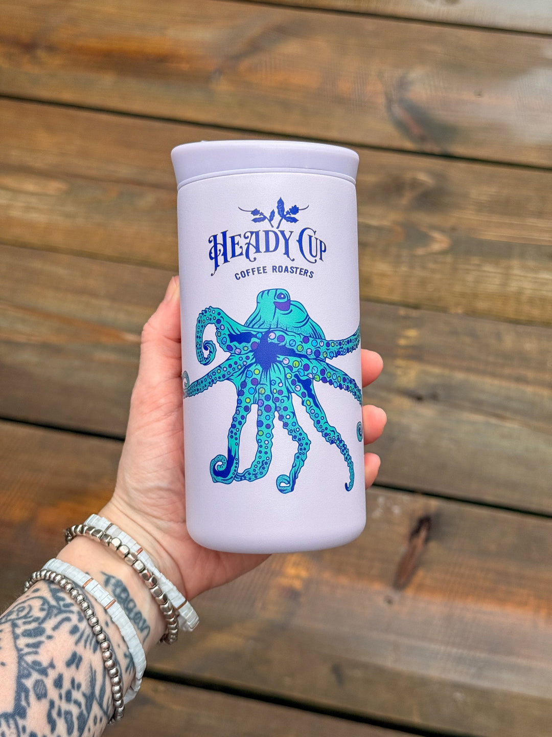 Heady Cup Coffee Roasters x CreatedCo Nomad Flip Tumbler in Lavender. 