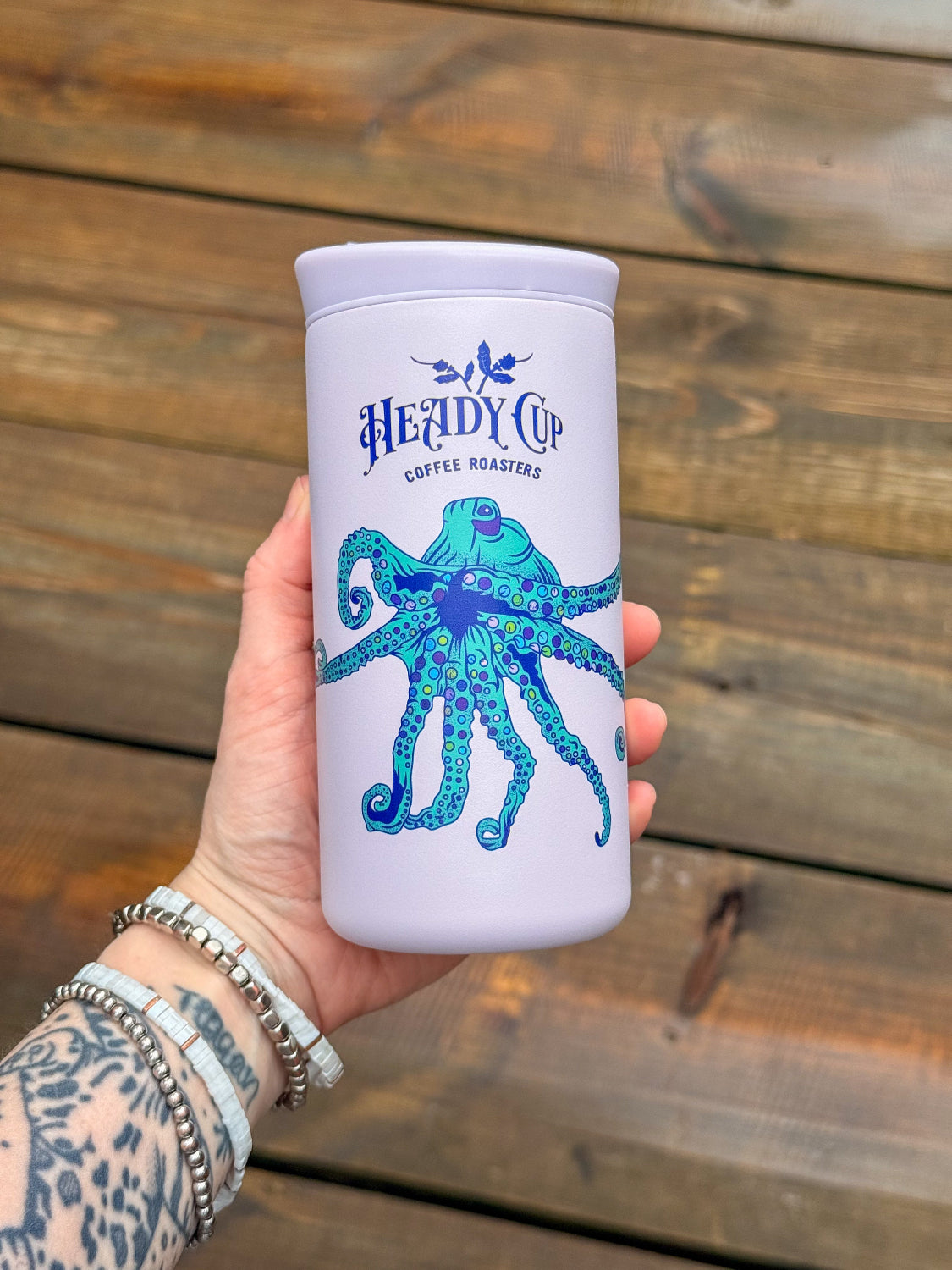 Heady Cup Coffee Roasters x CreatedCo Nomad Flip Tumbler in Lavender. 