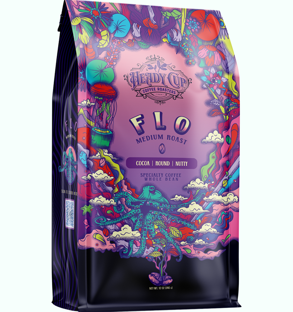 FLO IS OUR ROUND-BODIED MEDIUM BLEND SPECIALLY CURATED TO CARRY YOU THROUGHOUT YOUR ENTIRE DAY. BEANS FROM VARYING REGIONS AND ALTITUDES ARE STREAMED TOGETHER TO GIVE FLO ITS SMOOTH MOUTHFEEL AND SWEET TASTE. FLO IS A SOFT BALANCED BLEND TO BE ENJOYED AT ANY TIME OF DAY - A CLASSIC ALL DAY DRINKER.  